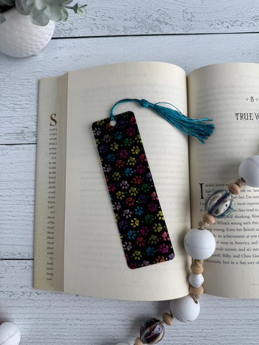 Rainbow Puppy Paw Prints Bookmark