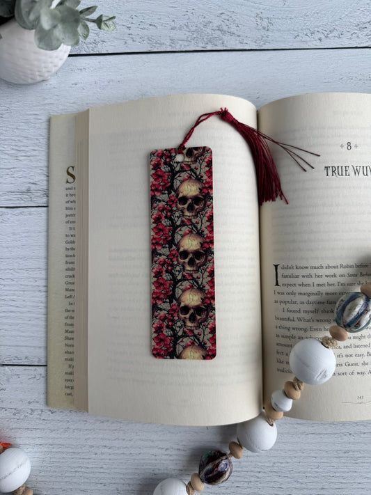 Skulls and Blossoms Bookmark