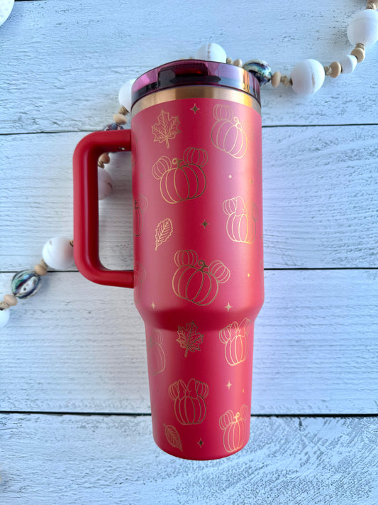 40 oz - Autumn Mouse on Red engraves Copper RTS