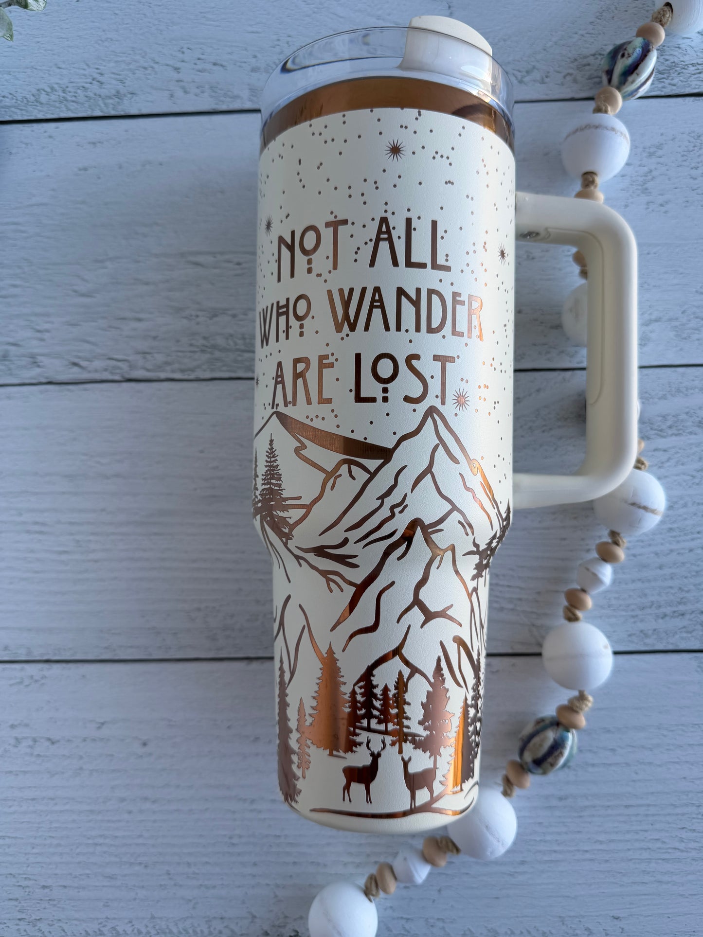 40 oz Tumbler - Not All Who Wander are Lost Cream on Copper RTS