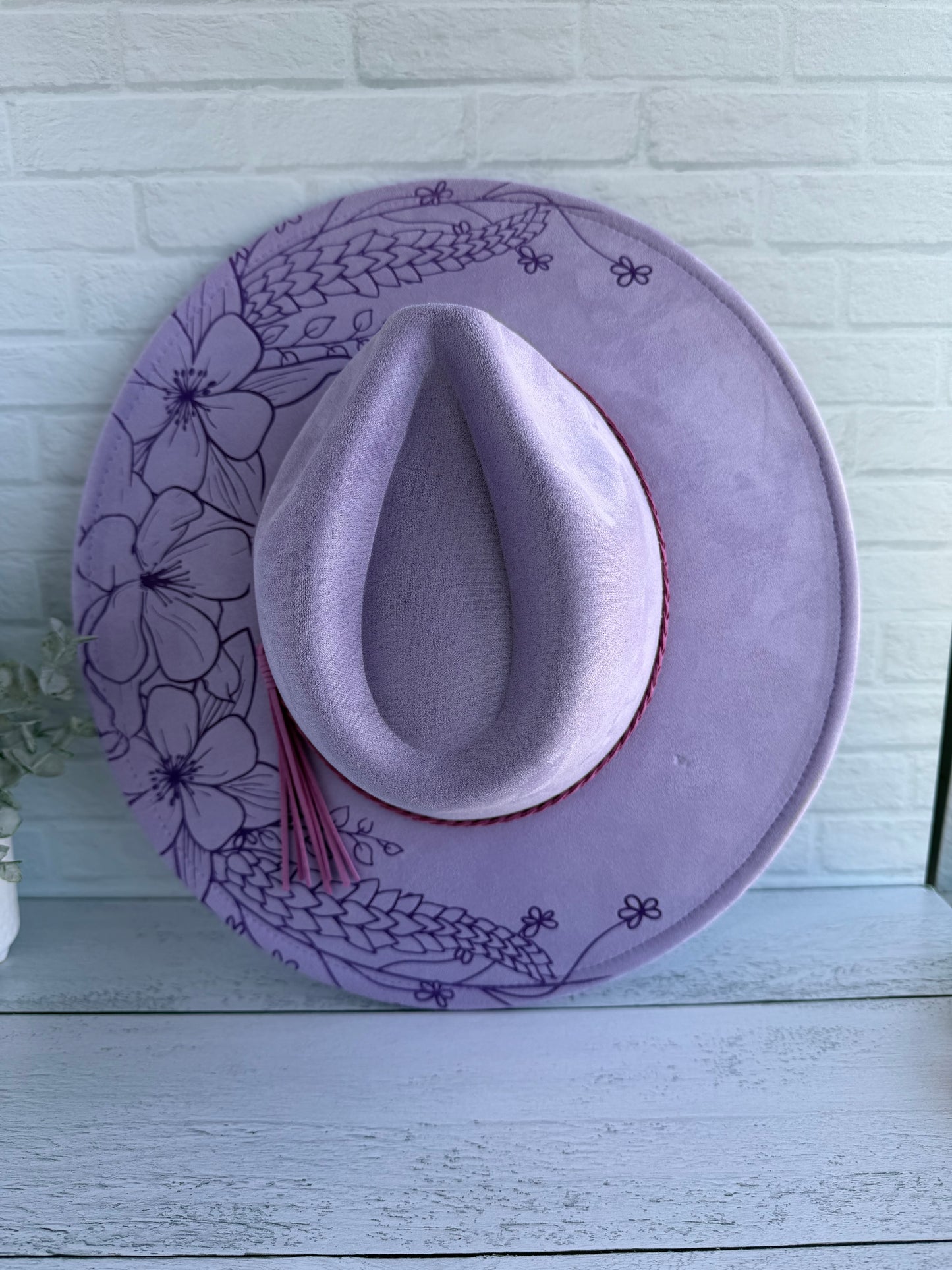 Colorado Columbine on Lavender Wide Brim Hat