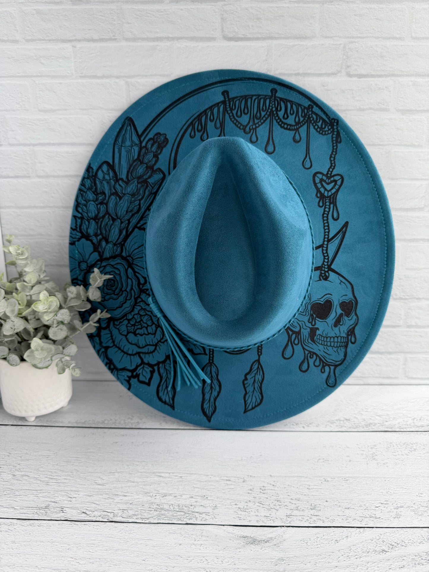 Moonlight Mystical on Ocean Blue Wide Brim Hat