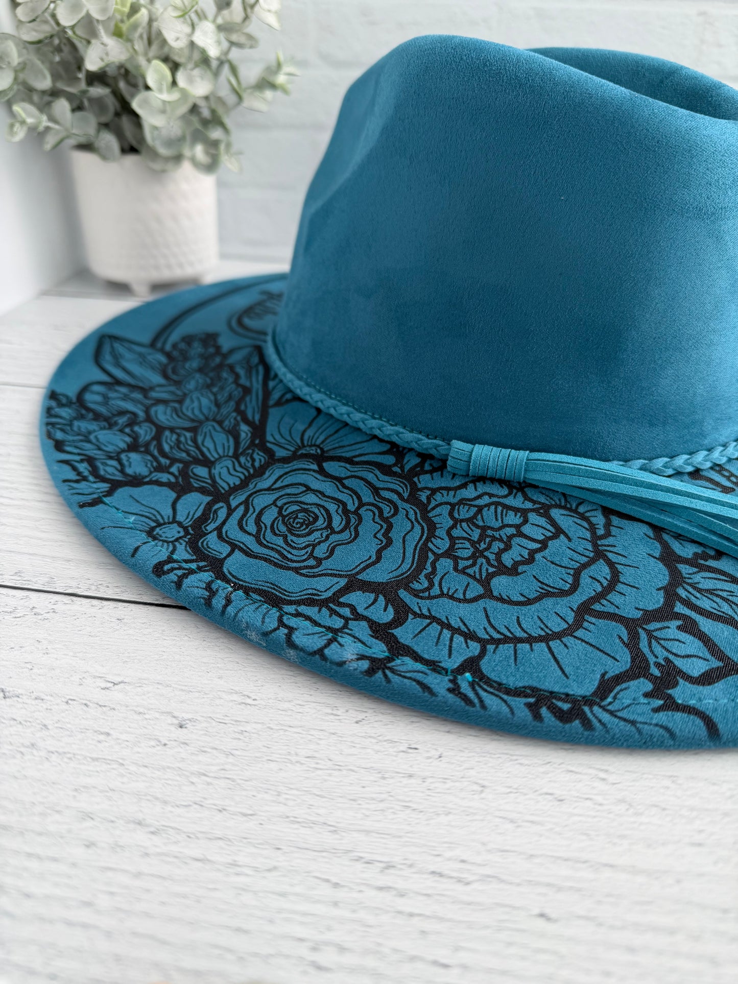 Moonlight Mystical on Ocean Blue Wide Brim Hat