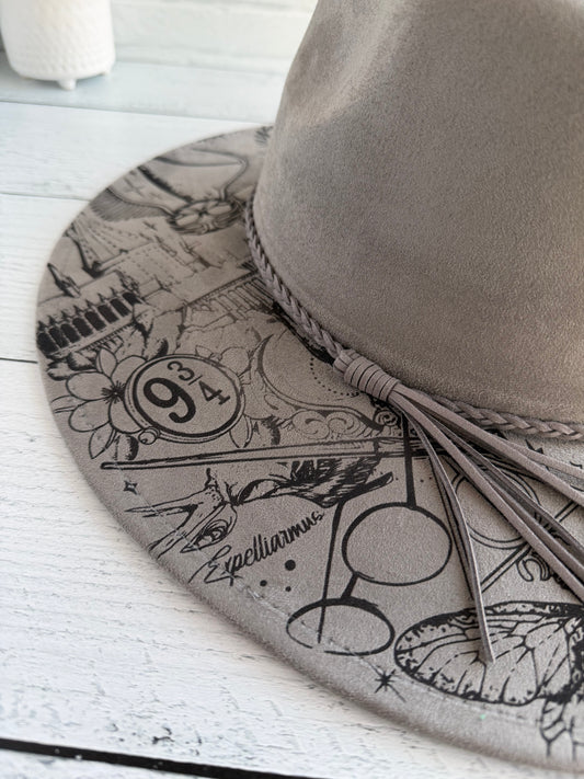 Wizarding World on Grey Wide Brim Hat