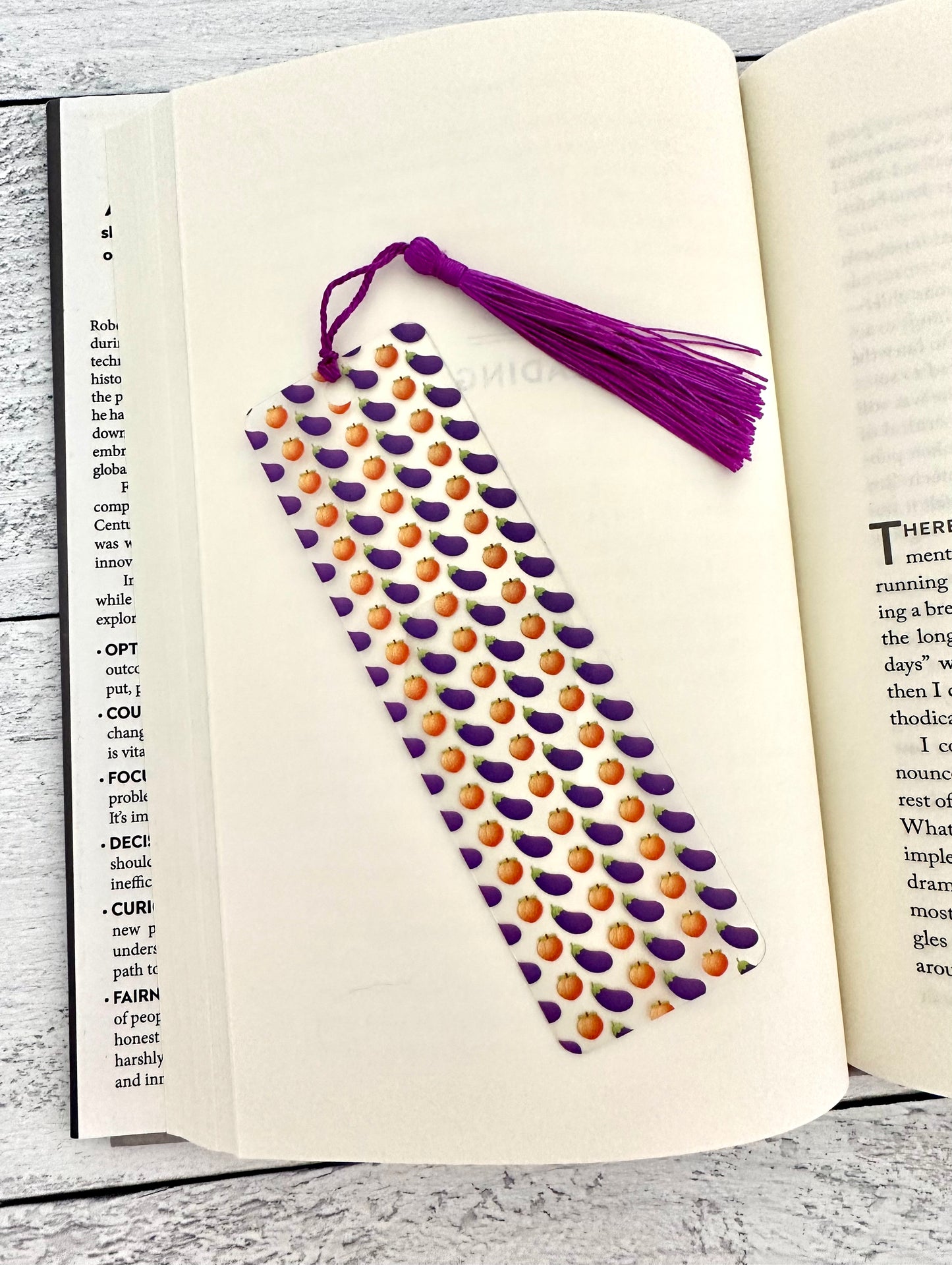 Peaches and Eggplant Bookmark
