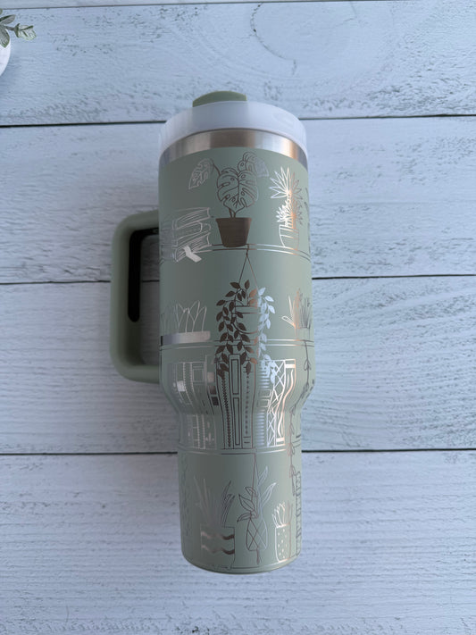 40 oz Tumbler - Plant Shelves on Sage RTS