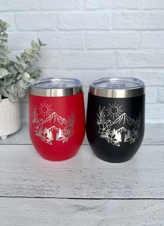 10 oz Wine Tumbler - Mountain Scene RTS