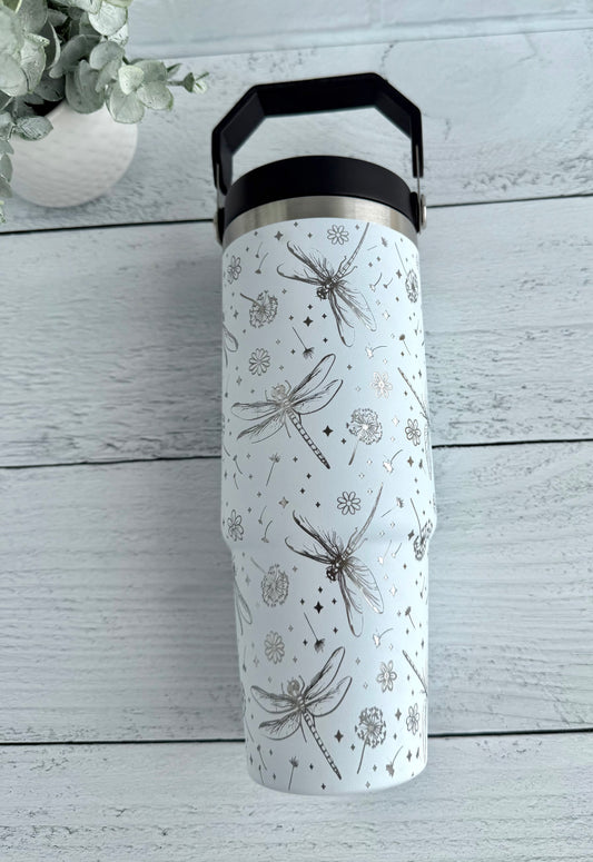 30 oz Tumbler - Dragonfly on White RTS