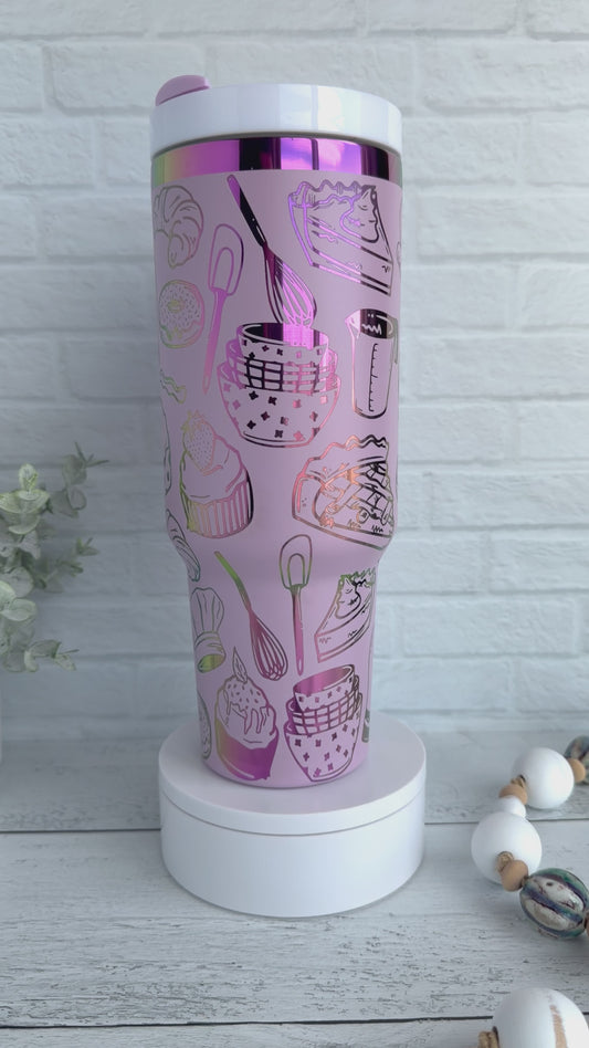 40 Oz Tumbler - Baking Pink on Rainbow RTS