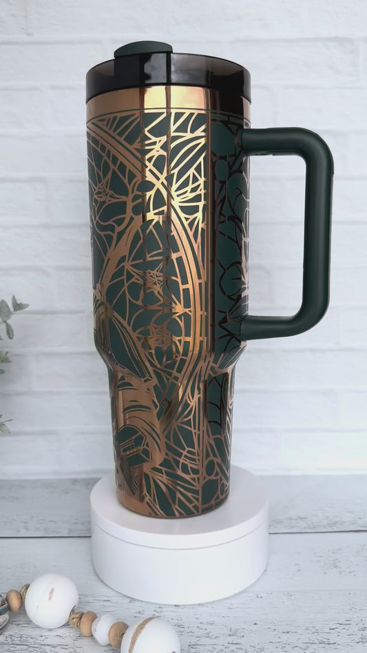 40 oz Tumbler - Mando on Green engraves Copper RTS