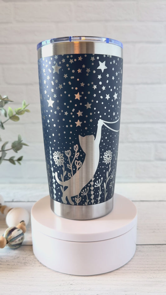 20 oz Tumbler - Starry Cat - Navy RTS