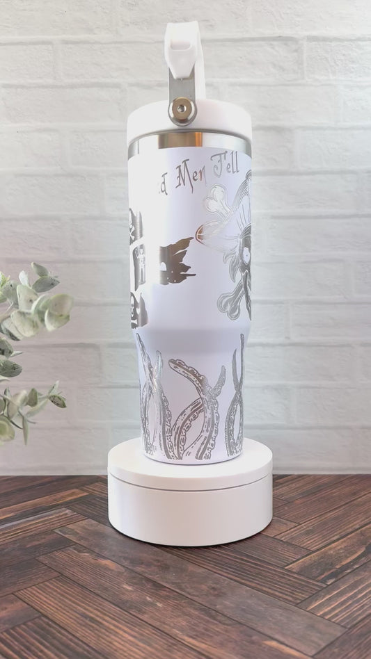 30 oz Tumbler - Pirate on White tumbler RTS
