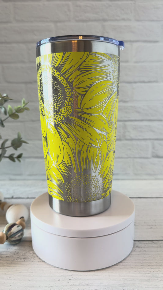 20 oz Tumbler - Sunflowers - Yellow RTS