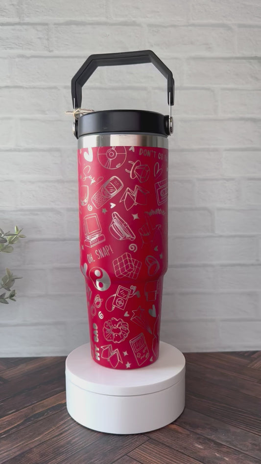 30 oz Tumbler - 90's Nostalgia on Red RTS