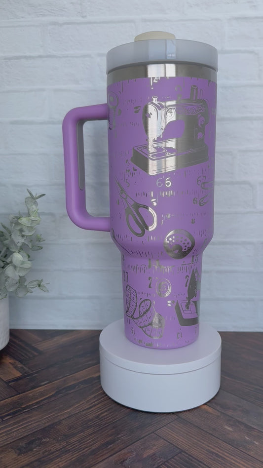 40 oz Tumbler - Sewing on Lilac RTS
