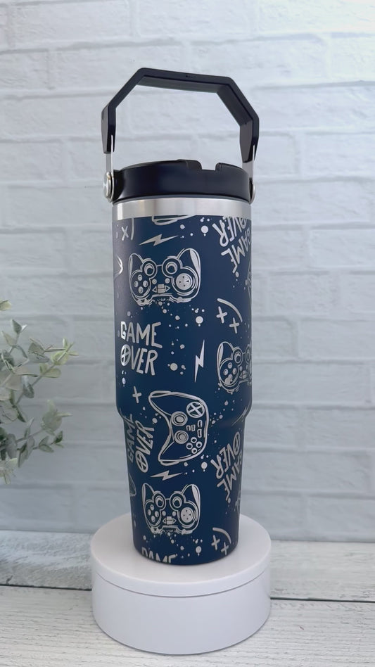 30 oz Tumbler - Game Over on navy tumbler RTS