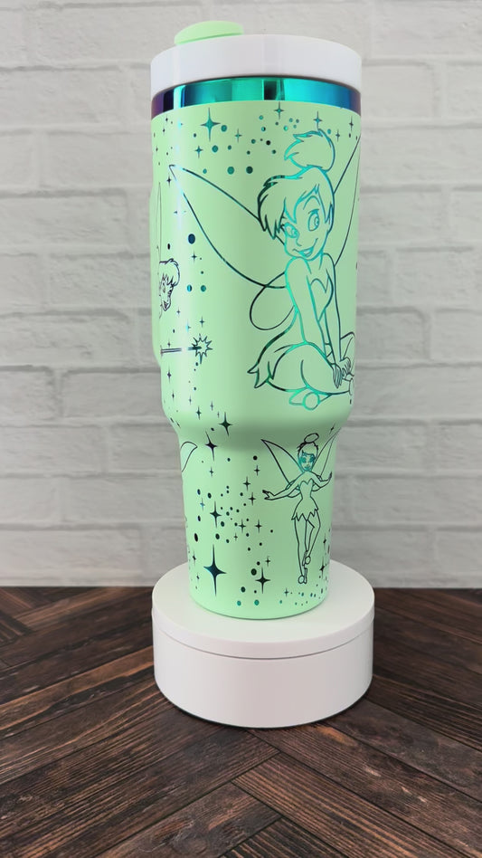 40 Oz Tumbler - Tink Mint engraves rainbow RTS