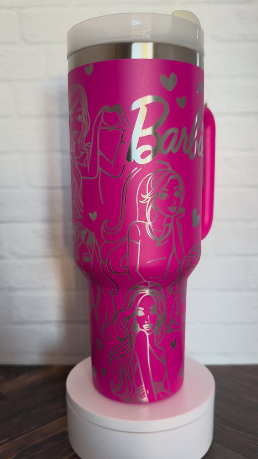 40 oz Tumbler - Barbie on Barbie Pink RTS